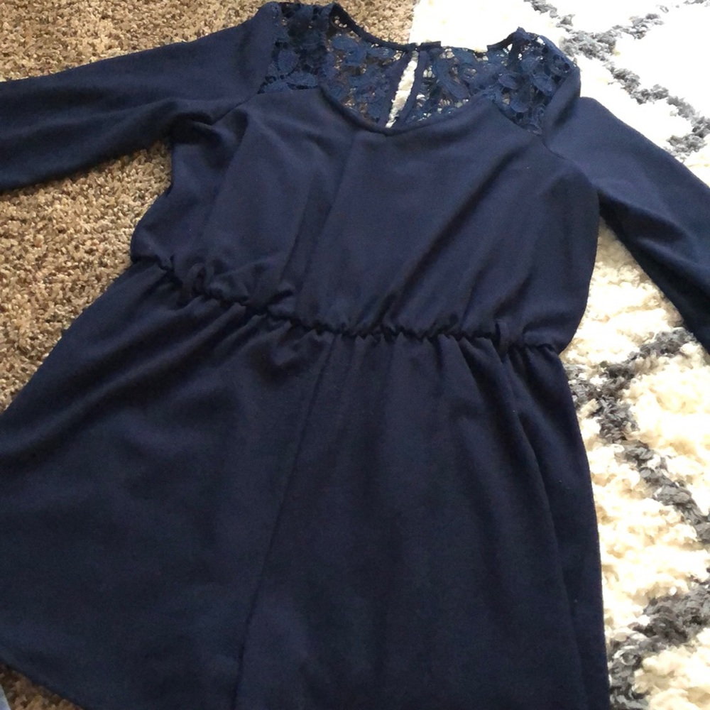 Maurices navy blue 3/4 sleeve romper